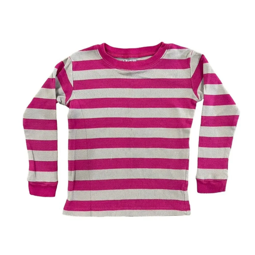 Leveret 3Y Magenta & Grey Striped Pajamas
